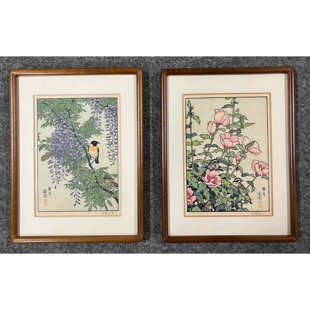 吉田遠志 「葉月」「皐月」 2枚セット 木版画 額装付きの通販 by 吉田遠志 「葉月」「皐月」 2枚セット 木版画 額装付きの通販 by