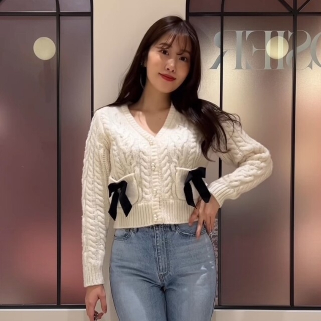 Her lip to - Double Bow Cable Knit Cardiganの通販 by HK's shop