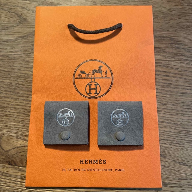 正規プレミア品 エルメス ペア 革 リングケース 袋セット