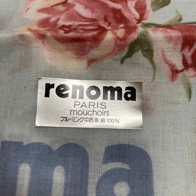 RENOMA(レノマ)のrenoma    ハンカチ　未使用品　花柄　時計柄　水色　ブルー系　レノマ レディースのファッション小物(ハンカチ)の商品写真