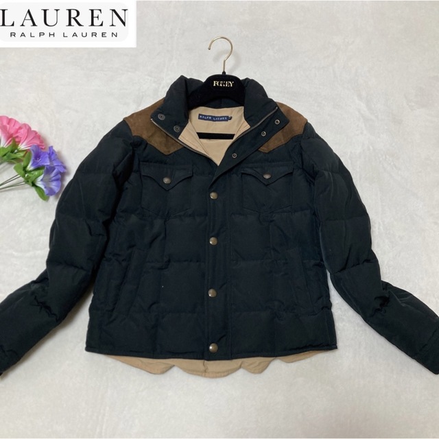 Ralph Lauren(ラルフローレン)のラルフローレン　ダウンジャケット　ショート　ブラック　L  パッチ　肉厚 レディースのジャケット/アウター(ダウンジャケット)の商品写真