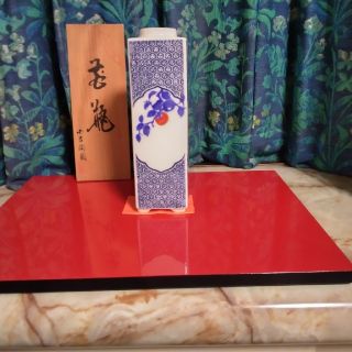 blue 様 専用　池坊薄板未使用　赤黒と小吉陶園　花瓶　木箱入り(花瓶)