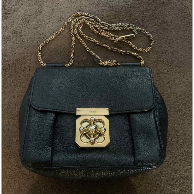 美品　Chloe エルシー　チェーンショルダーバッグ レディース　ブラック