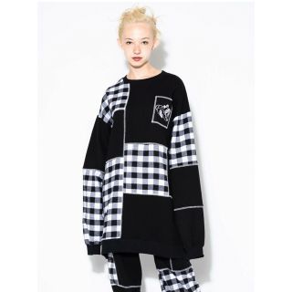 キャンディーストリッパー(Candy Stripper)の美品★CANDY JUMBLE CHECK SWEAT やっぱ、ゆるダボね❤️✨(トレーナー/スウェット)