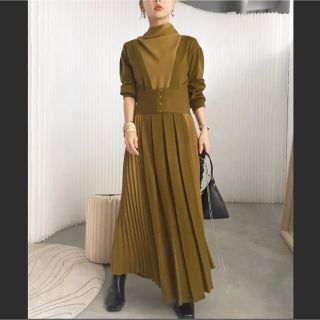 アメリヴィンテージ(Ameri VINTAGE)の美品♡ Ameri SIDE PLEATS KNIT DRESS(ロングワンピース/マキシワンピース)