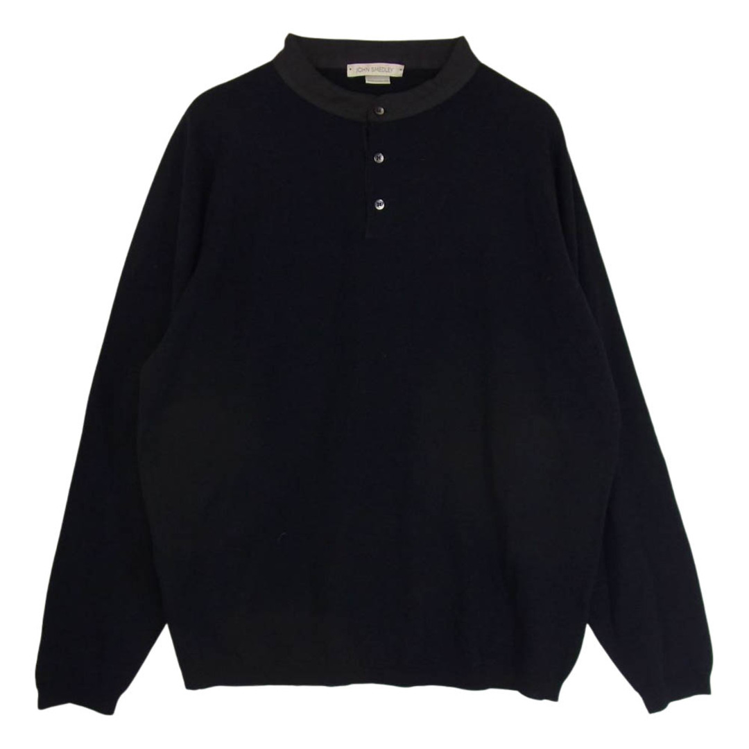 JOHN SMEDLEY ジョンスメドレー スタンドカラー ニット ポロ ネイビー系 M