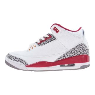 ナイキ(NIKE)のNIKE ナイキ スニーカー CT8532 126 AIR JORDAN 3 RETRO CARDINAL RED エアジョーダン3 レトロ カーディナル レッド スニーカー ホワイト系 29.0cm【中古】(スニーカー)