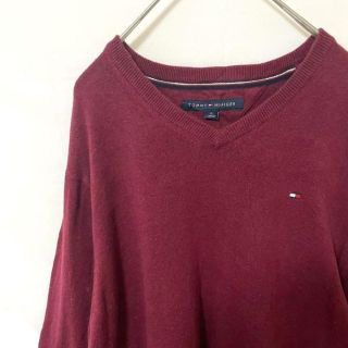 トミーヒルフィガー(TOMMY HILFIGER)のTOMMYトミーヒルフィガー　ニット　セーター　ワンポイント刺繍ロゴ古着(ニット/セーター)