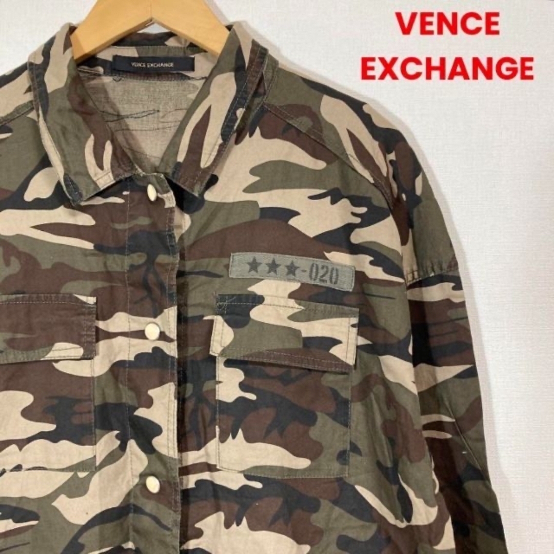 VENCE EXCHANGE(ヴァンスエクスチェンジ)のVENCE EXCHANGE シャツ ブラウス Mサイズ 迷彩柄 レディースのトップス(シャツ/ブラウス(長袖/七分))の商品写真