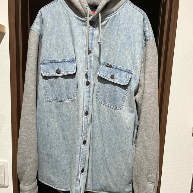 人気激安 Supreme Fleece Hooded Denim Shirt Blue ブルゾン