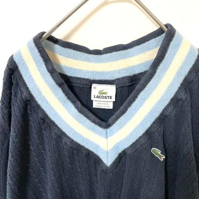 LACOSTE - LACOSTE ラコステ Vネックニット セーター ワンポイントワニ