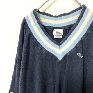 ラコステ(LACOSTE)のLACOSTE ラコステ　Vネックニット　セーター　ワンポイントワニ刺繍ロゴ古着(ニット/セーター)