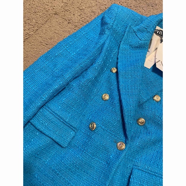 ZARA 新品タグ付き ZARA ザラ ツイード ブレザー ジャケット ブルー