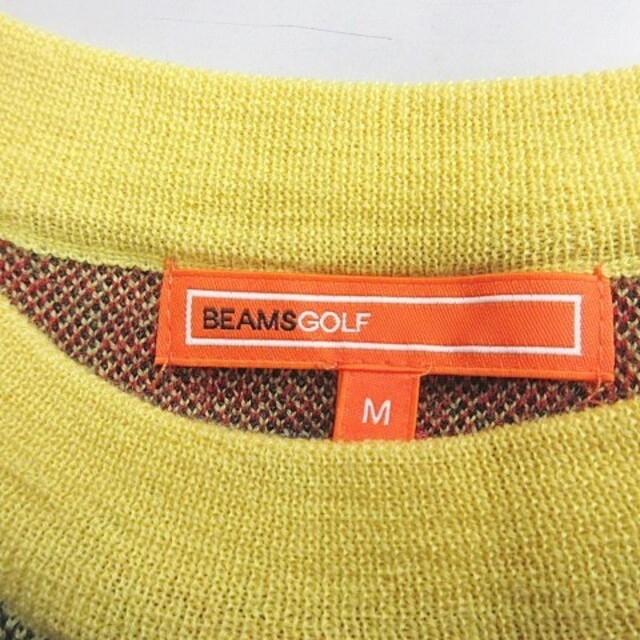 ビームスゴルフ BEAMS GOLF ベスト ニット チェック 黄 イエロー M 2