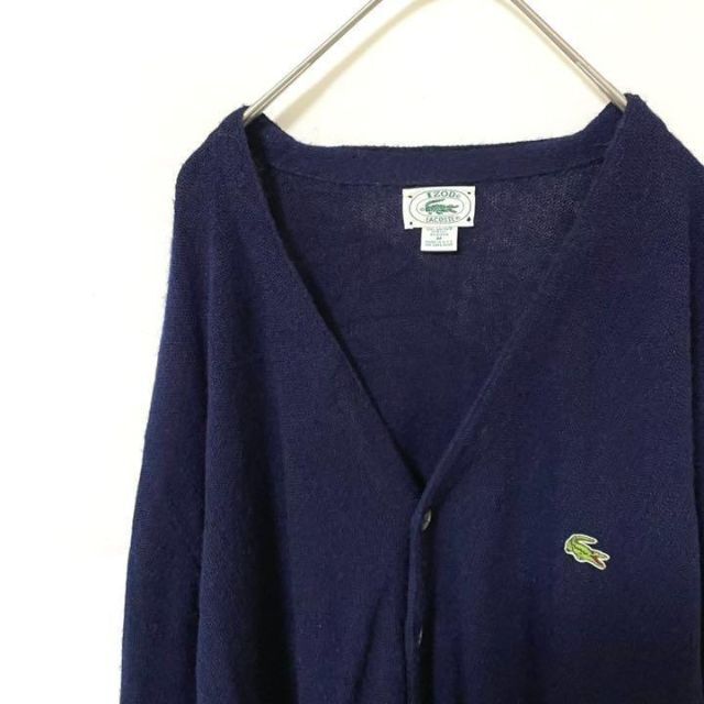izod LACOSTE ラコステ USA製 アクリルカーディガン 刺繍ロゴ