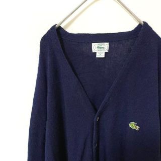 ラコステ(LACOSTE)のizod LACOSTE ラコステ　USA製　アクリルカーディガン　刺繍ロゴ古着(カーディガン)