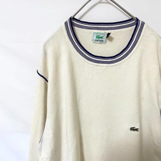 LACOSTE(ラコステ)のLACOSTE ラコステ　ニット　セーター　ワンポイントワニ刺繍ロゴ　古着 メンズのトップス(ニット/セーター)の商品写真