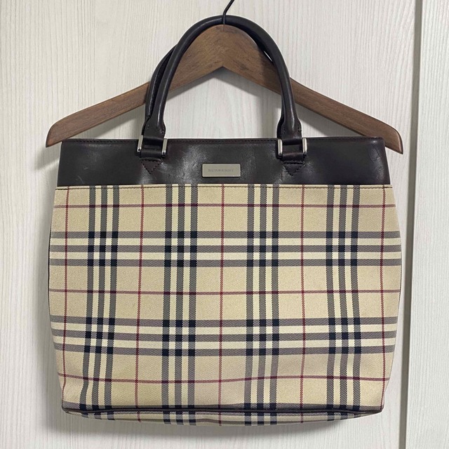 BURBERRY(バーバリー)のBURBERRY バーバリーチェック　ハンドバッグ　ブリーフケース　ベージュ レディースのバッグ(トートバッグ)の商品写真