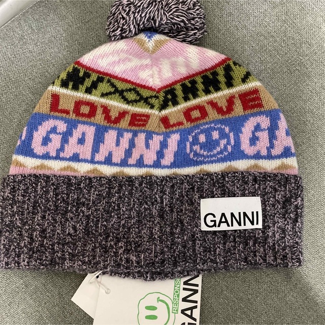 ★新品未使用★GANNI ニット帽子 ニットキャップ ビーニー　ブラック