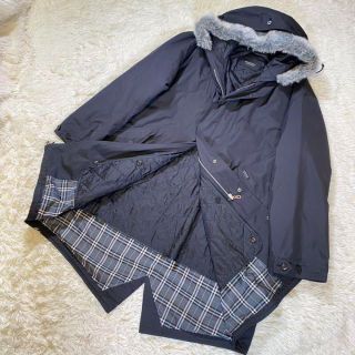 バーバリーブラックレーベル(BURBERRY BLACK LABEL)のバーバリーブラックレーベル モッズコート ライナー付 フード脱着可能 黒 M(モッズコート)