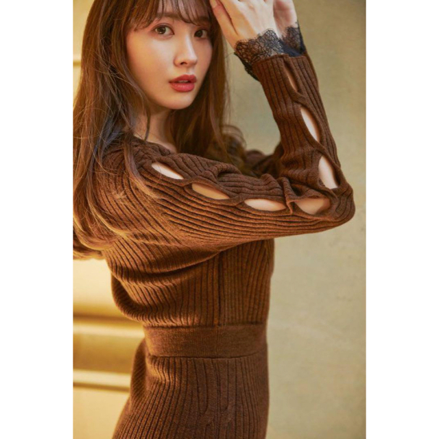 Her lip to(ハーリップトゥ)のher lip to Wrap-Effect Knit Dress  レディースのワンピース(ひざ丈ワンピース)の商品写真