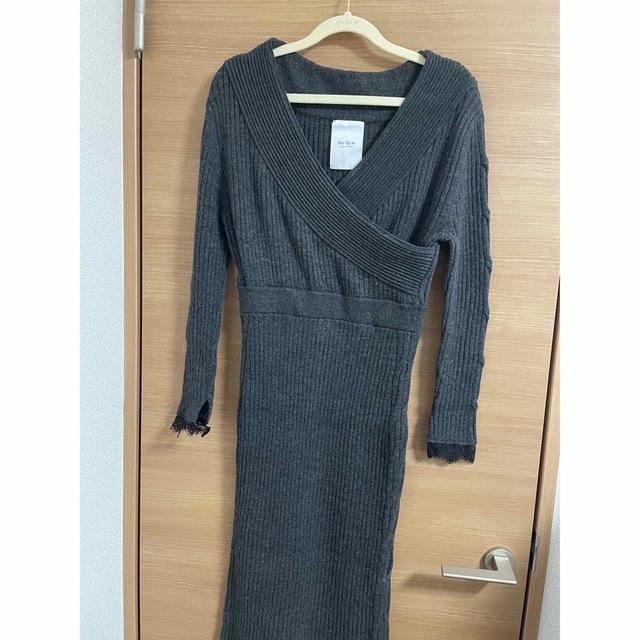 Her lip to(ハーリップトゥ)のher lip to Wrap-Effect Knit Dress  レディースのワンピース(ひざ丈ワンピース)の商品写真