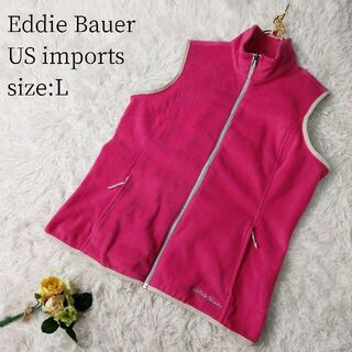 エディーバウアー(Eddie Bauer)の一点物US輸入★Eddie Bauer フリースベスト ピンク Lサイズ(ベスト/ジレ)