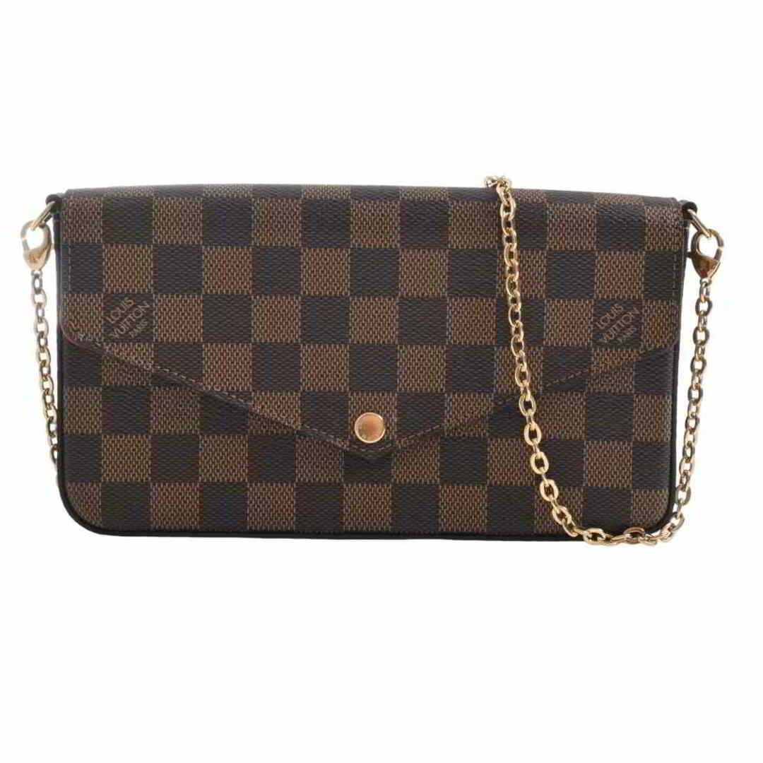 LOUIS VUITTON -  【中古】 LOUIS VUITTON ルイヴィトン ダミエ ポシェット フェリシー ショルダーバッグ チェーン ウォレット ブラウン PVC by
