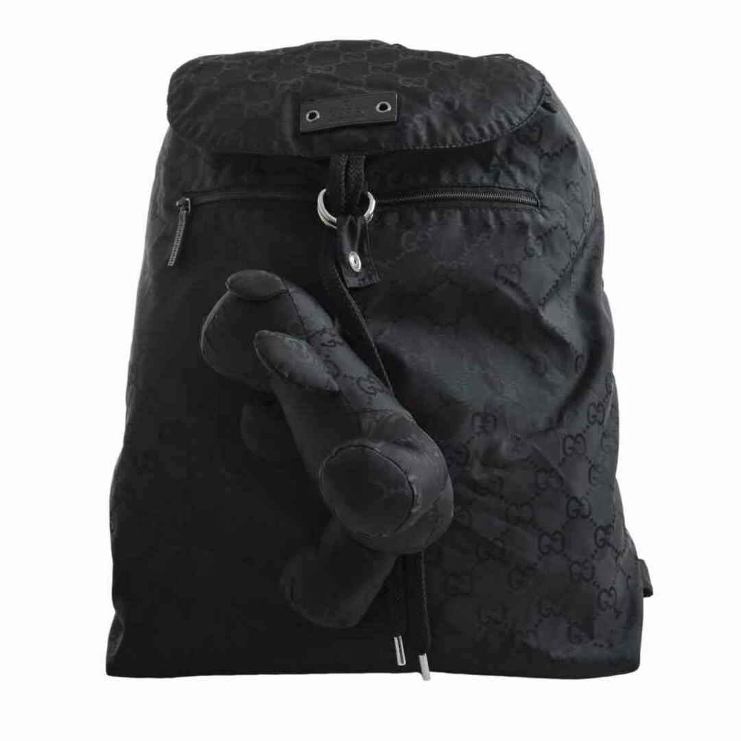 中古】 Gucci グッチ GGナイロン くまチャーム付 バックパック エコ