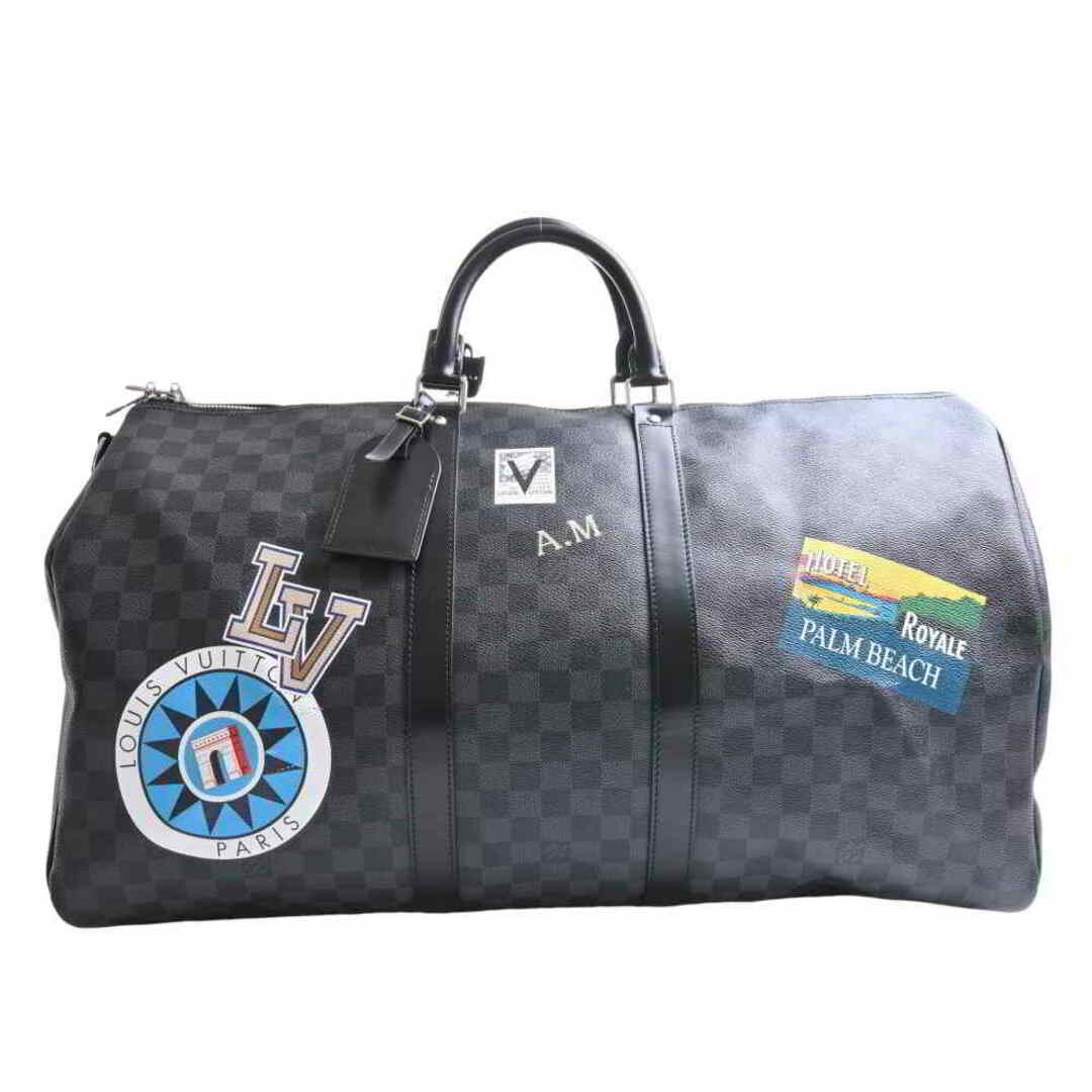 LOUIS VUITTON ルイヴィトン グラフィット キーポル バンドリエール55 LV リーグ 2WAY ボストンバッグ 旅行鞄 ブラック/マルチカラー PVC by