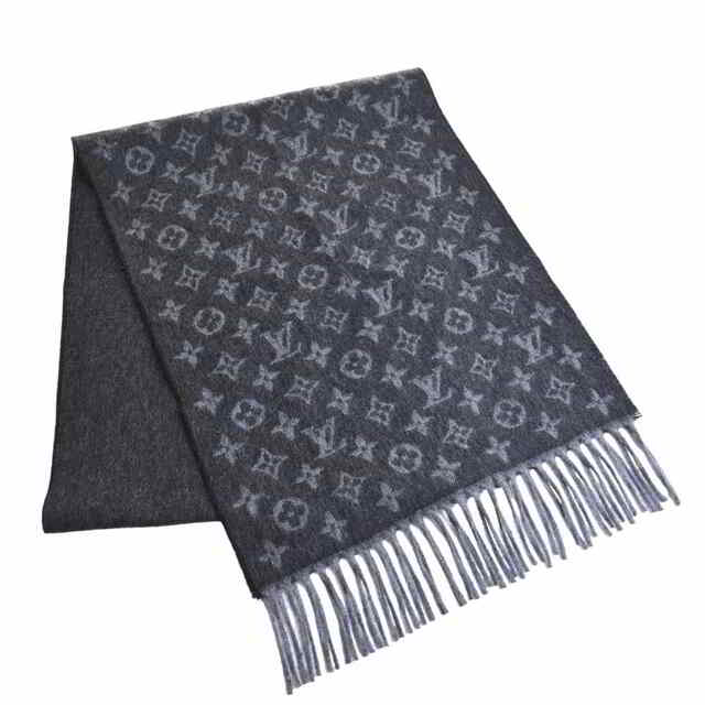 【中古】 LOUIS VUITTON ルイヴィトン エシャルプ モノグラム グラディエント カシミヤ ウール マフラー ブラック by |  フリマアプリ ラクマ