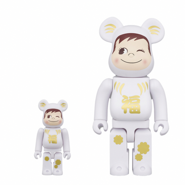 MEDICOM TOY(メディコムトイ)のBE＠RBRICK 達磨 ペコちゃん & ポコちゃん 100% & 400%  ハンドメイドのおもちゃ(フィギュア)の商品写真