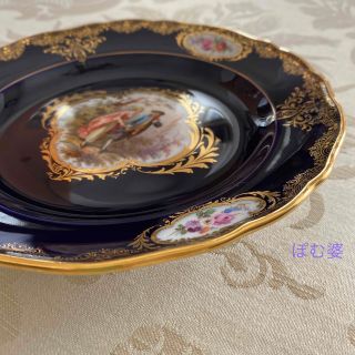 MEISSEN - ☆お取置き【古マイセン】コバルト 22金彩 飾り皿「恋人文
