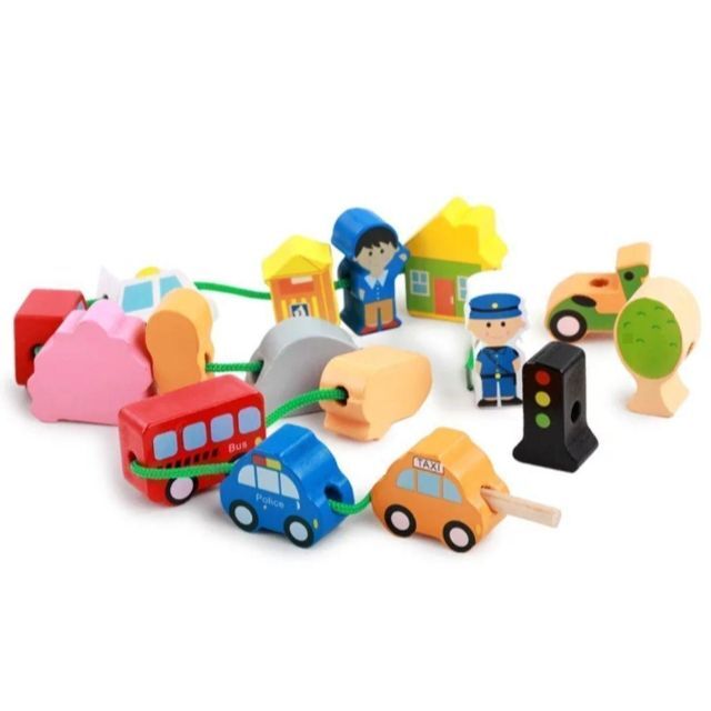 ひもとおし　16個セット　乗り物 キッズ/ベビー/マタニティのおもちゃ(知育玩具)の商品写真