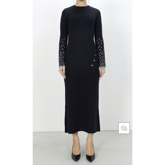 Crane Pattern Jacquard Knitted Dress