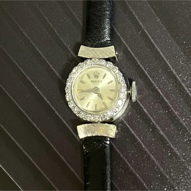 ROLEX - ロレックスレディース アンティーク時計 K18無垢ケース ダイヤ取巻き 手巻き