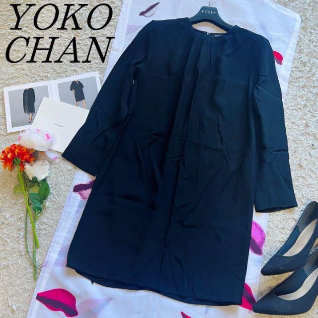 YOKO CHAN - 【美品】YOKO CHAN 膝丈ワンピース ブラック タックドレス