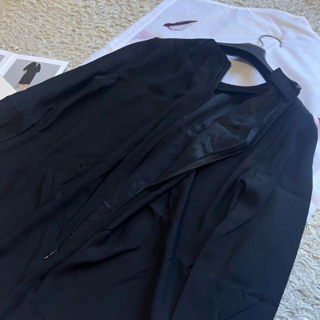 【美品】YOKO CHAN 膝丈ワンピース ブラック タックドレス 38 長袖
