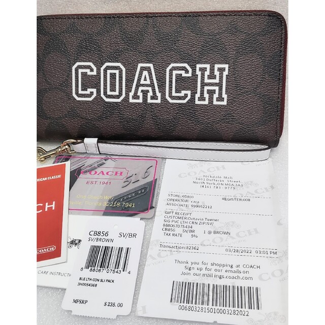 COACH(コーチ)の新品 未使用 COACH コーチ 長財布 財布 シグネチャー ダークブラウン レディースのファッション小物(財布)の商品写真