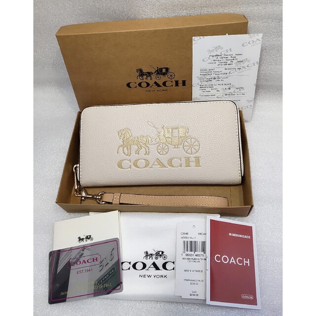 人気定番の 新品 未使用 COACH コーチ 長財布 馬車 ホワイト