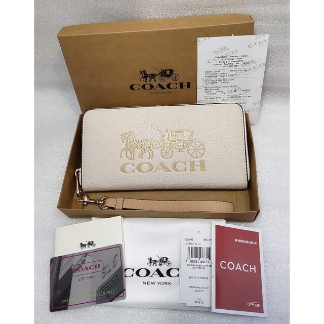 新品 未使用 COACH コーチ 長財布 馬車 ホワイト