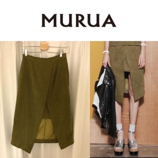 ムルーア(MURUA)のMURUA☆フェイクスウェード変形スカート(ひざ丈スカート)