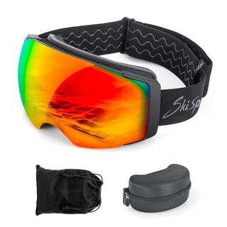 スキーゴーグル 2層磁気レンズ フレームレス 超180°広い視界 メガネ対応(その他)
