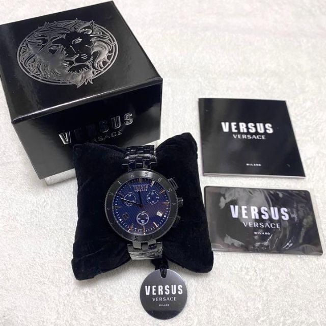 新品箱付きヴェルサーチ ヴェルサスVERSUS VERSACE濃紺メンズ腕時計-