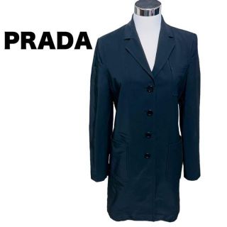 プラダ(PRADA)の【美品】PRADA プラダ ロングコート チェスターコート 黒 シンプル M(ロングコート)