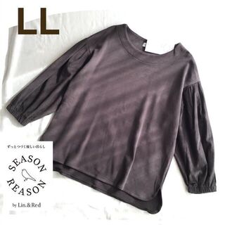 難あり【LL】シーズンリーズン 袖切り替え プルオーバー グレー系(カットソー(長袖/七分))