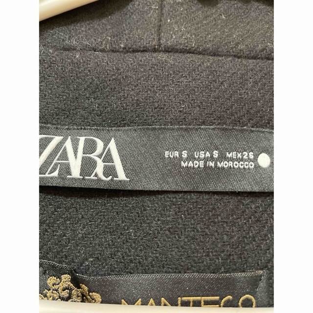 ZARA(ザラ)の美品！ZARA  MANTECOコート ブラック レディースのジャケット/アウター(ロングコート)の商品写真