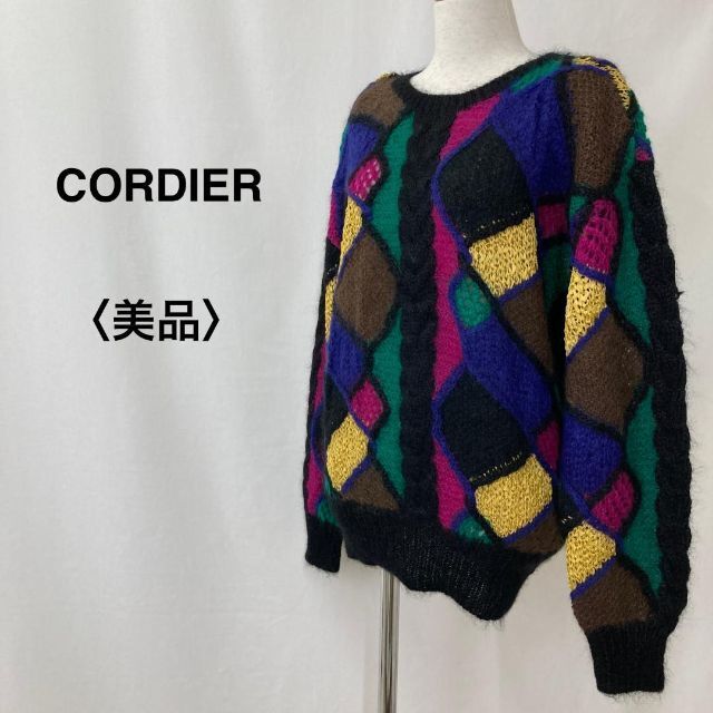 【美品】 CORDIE コルディア パッチワークビックショルダーニット ミックス