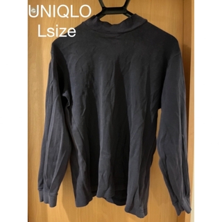 ユニクロ(UNIQLO)のUNIQLO 長袖厚手モックアップシャツ　綿100%  Lサイズ　黒(Tシャツ/カットソー(七分/長袖))