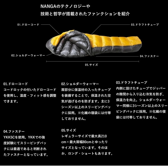 NANGA(ナンガ)の新品未使用NANGA ナンガ 寝袋 MOUNTAIN LODGE BAG 120 スポーツ/アウトドアのアウトドア(寝袋/寝具)の商品写真